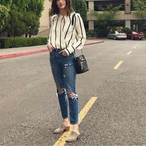 Rag & Bone Silk Black and White Striped Top